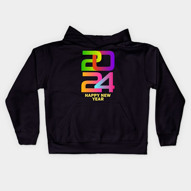 New Years Eve 2024 Colorful New Year Kids Hoodie by Mandegraph